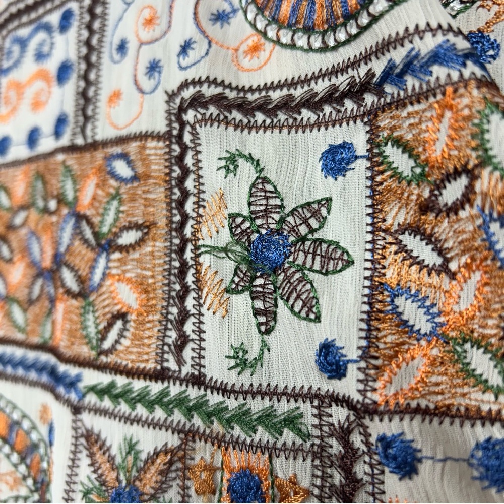 John Mark Embroidered Patchwork Block Open Front … - image 8